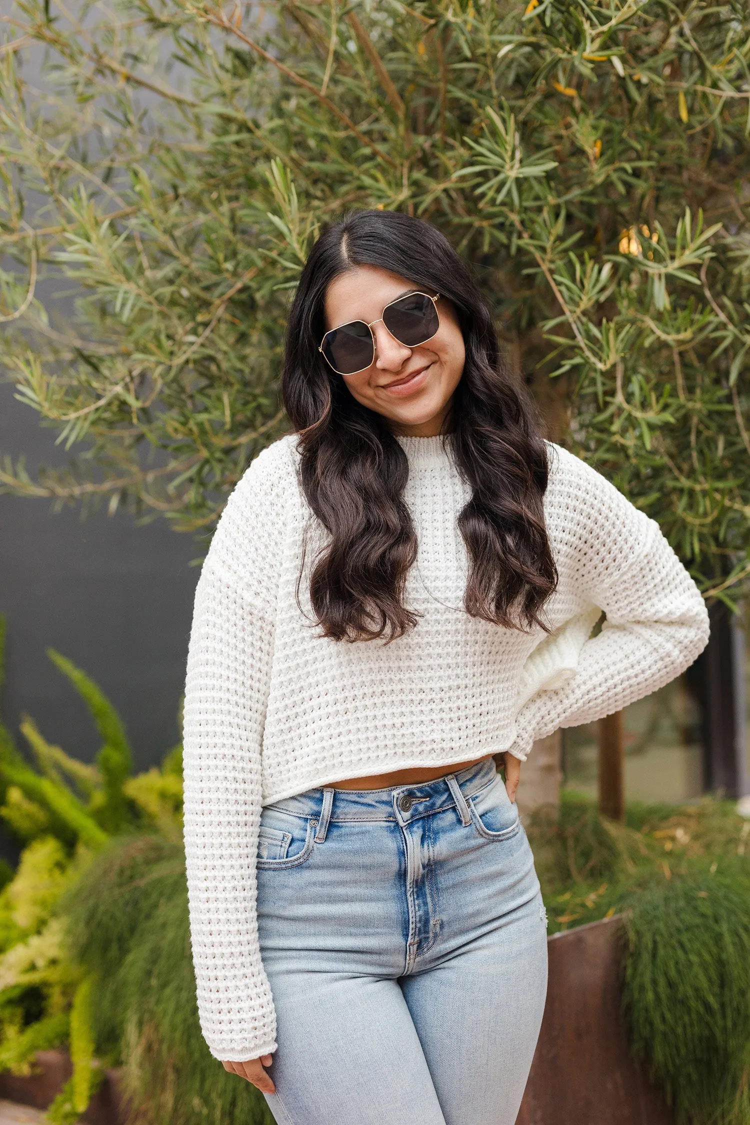 The White Out Loose Knit Long Sleeve Sweater