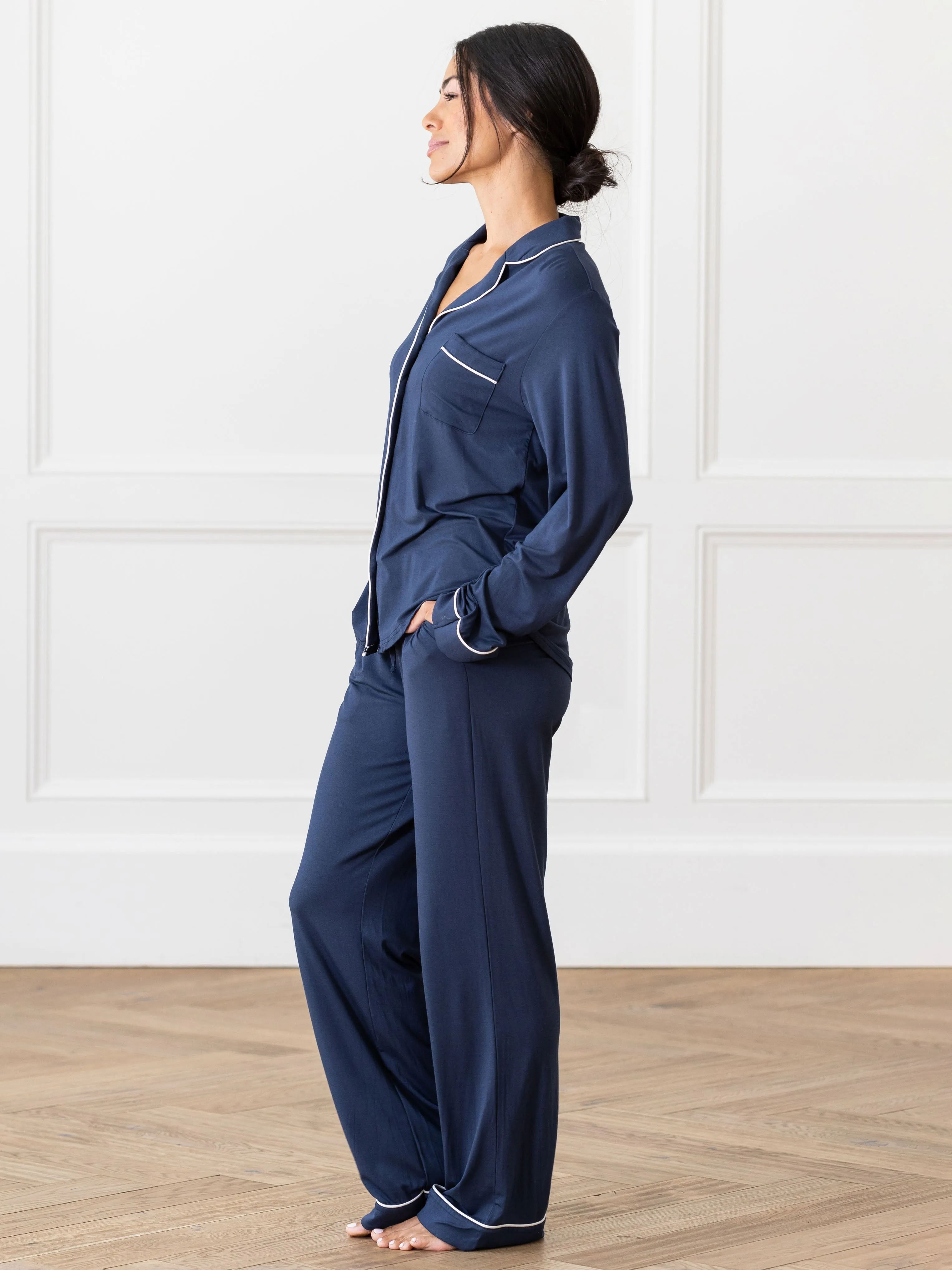 Women's Bamboo Stretch-Knit Long Sleeve Pajama Set PETITE