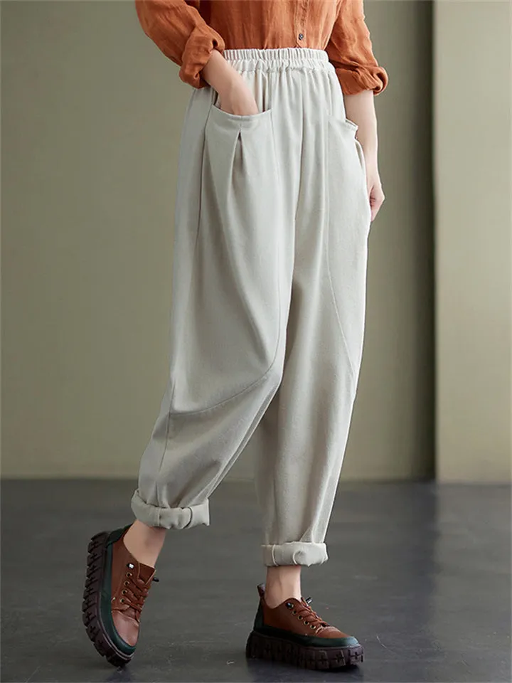 Women's Casual All Match Cozy Cotton Harem Pants