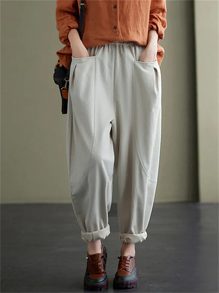 Women's Casual All Match Cozy Cotton Harem Pants