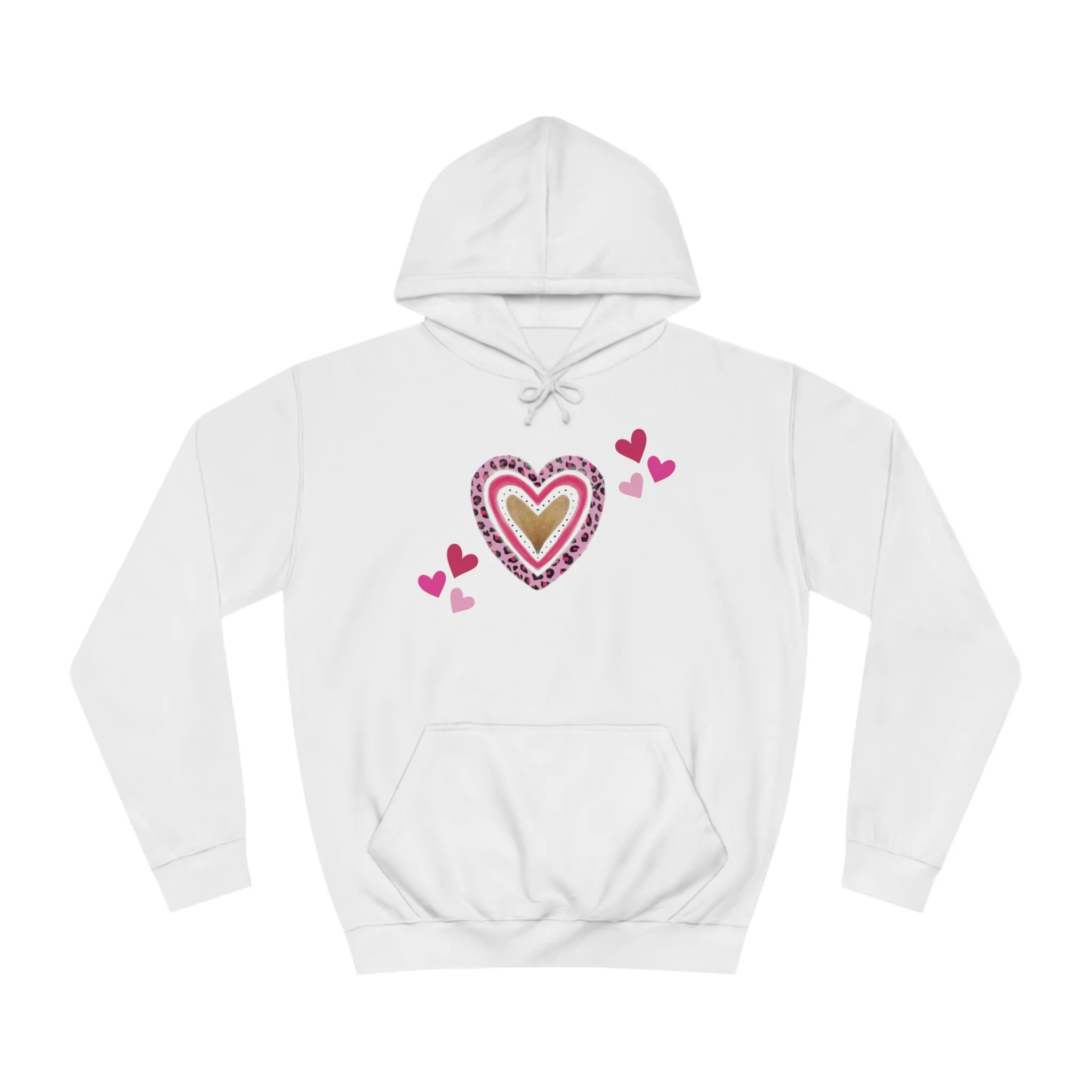 Women's Heart Hoodie only at Bling & Bloom's Boutique | Multiple Pink Hearts | Teens Hoodie | Print on Demand Pullover