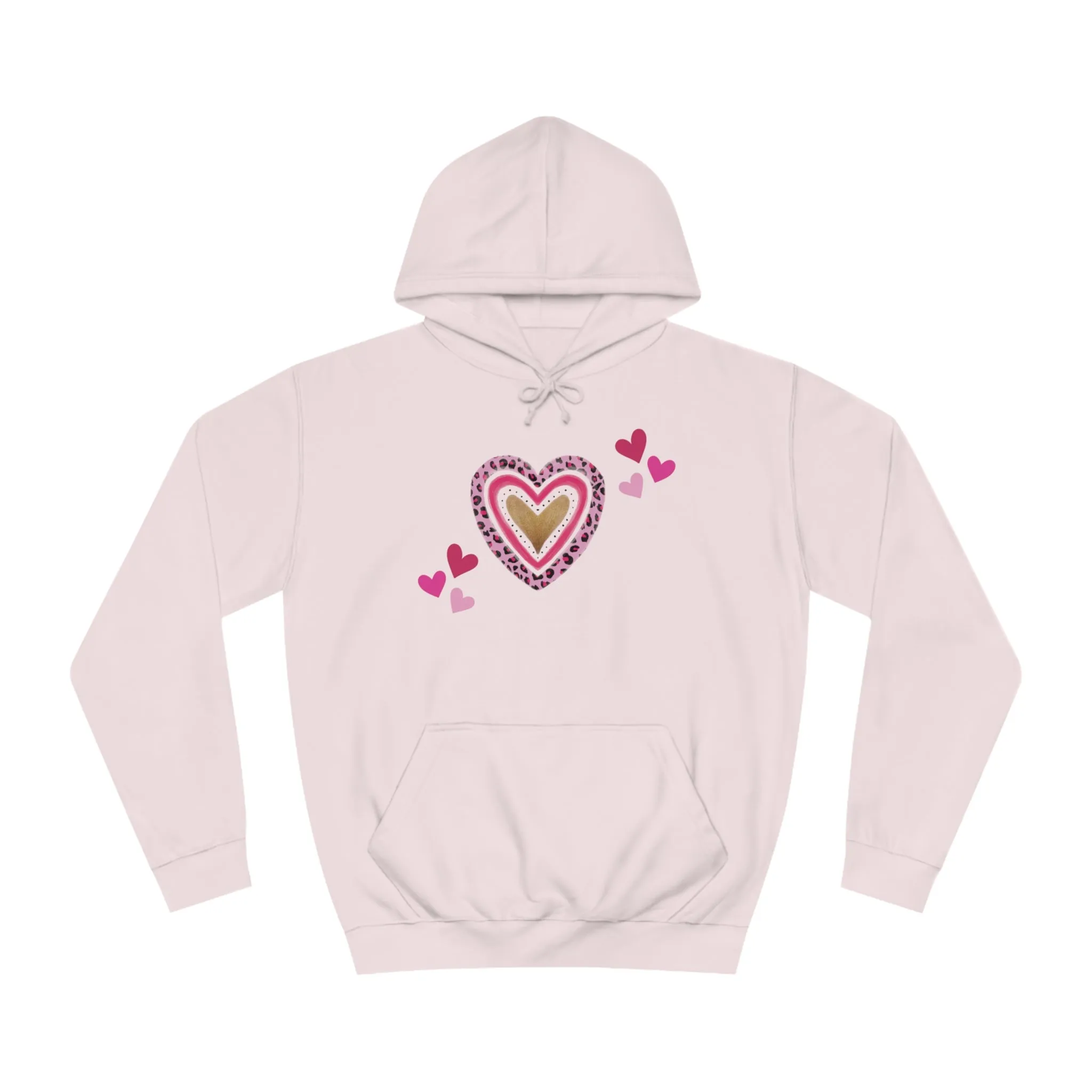 Women's Heart Hoodie only at Bling & Bloom's Boutique | Multiple Pink Hearts | Teens Hoodie | Print on Demand Pullover