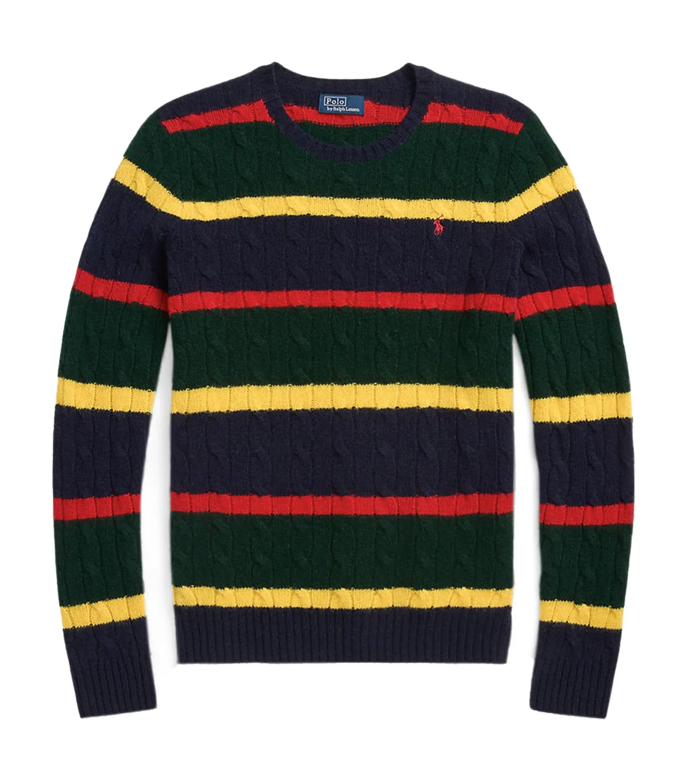 Women's Striped Cable-Knit Wool Cashmere Sweater Multi