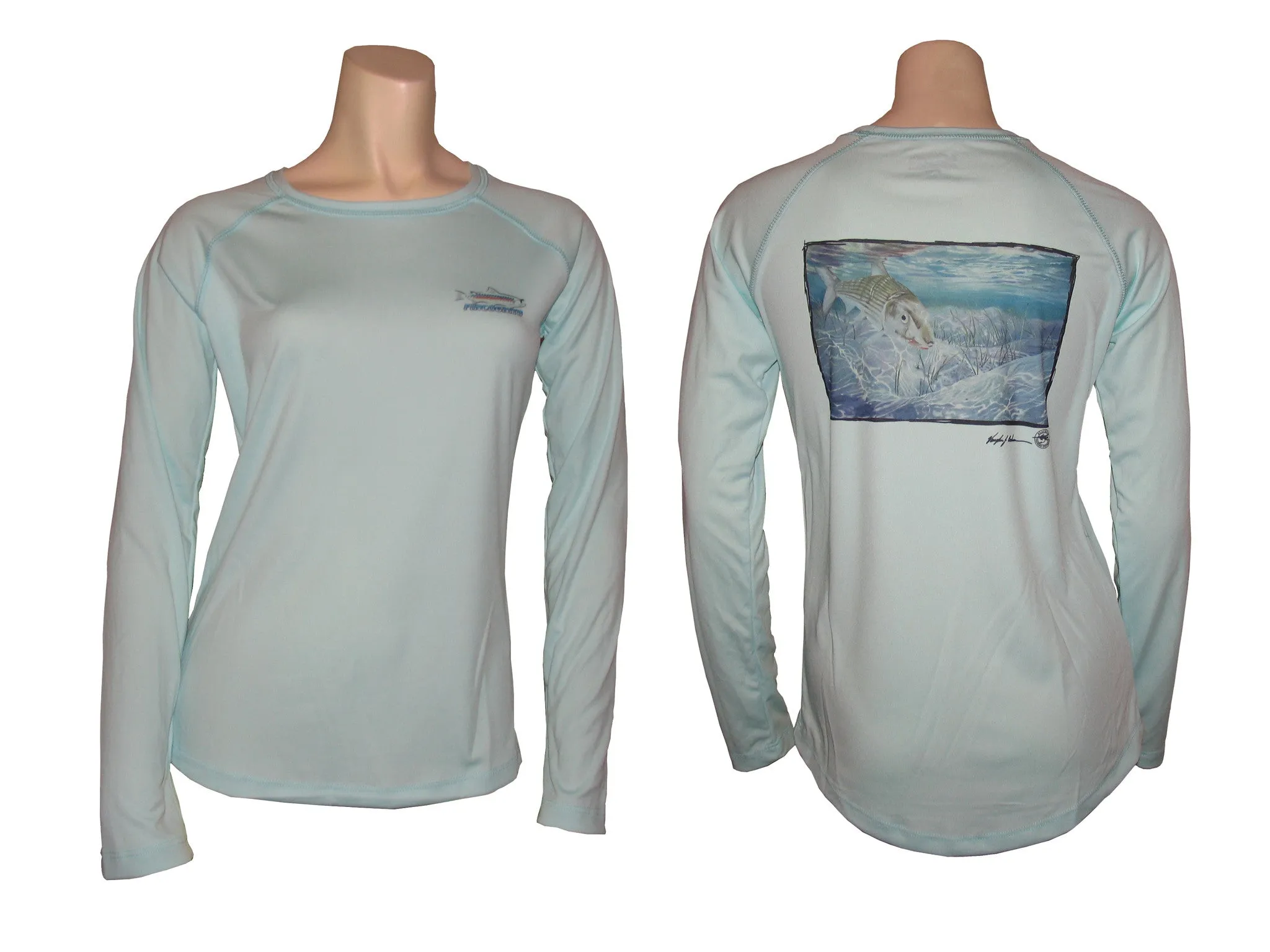 Women's Sun Protective Fishing Shirt Seafoam Green/Bonefish