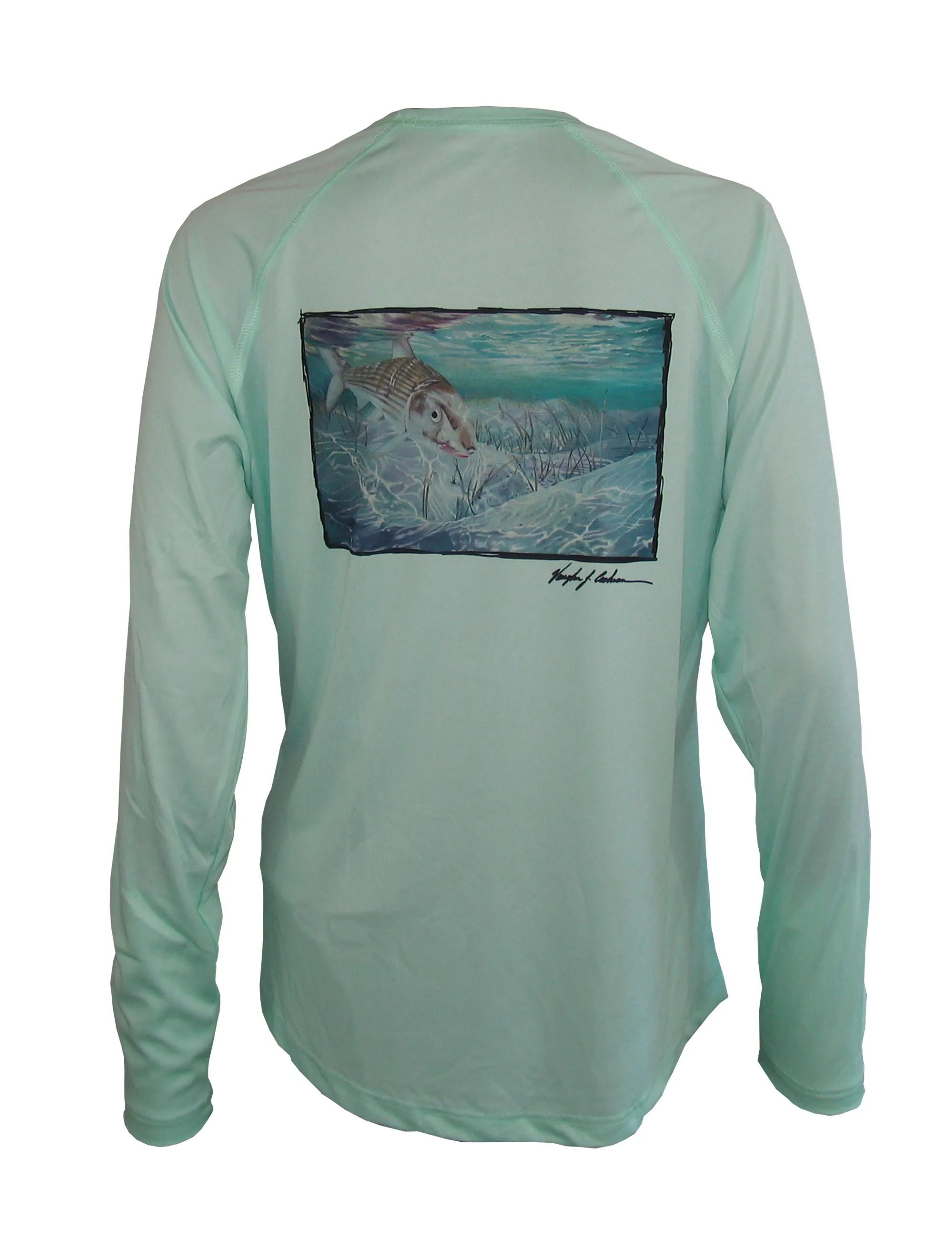 Women's Sun Protective Fishing Shirt Seafoam Green/Bonefish