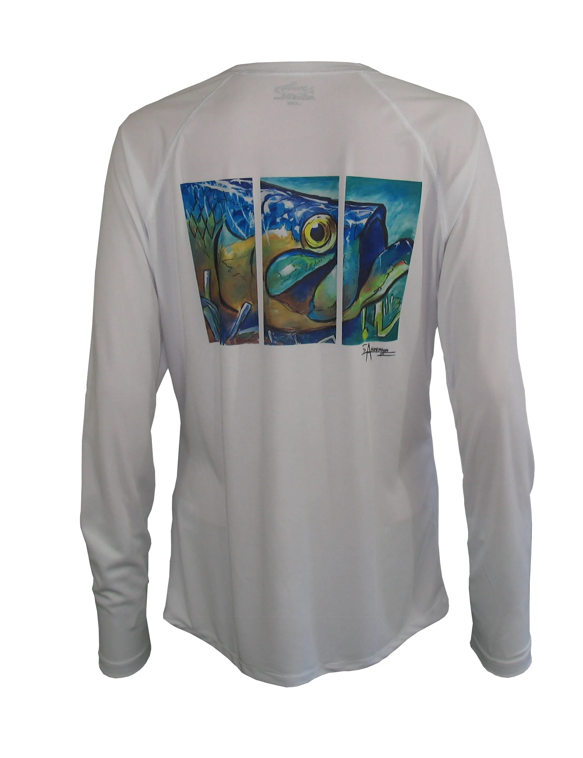 Women's Sun Protective Fishing Shirt White/Tarpon Layup